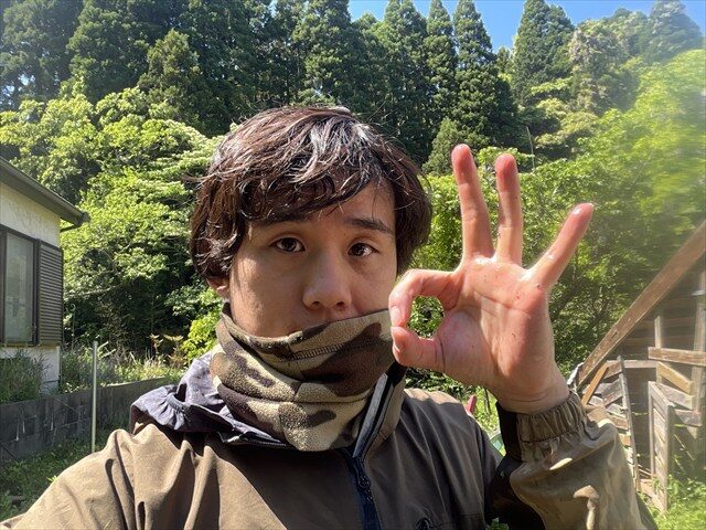 アザミの根をかじる